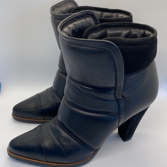 Chloe Black Ankle Warm Boots Booties - Picture 2 of 13
